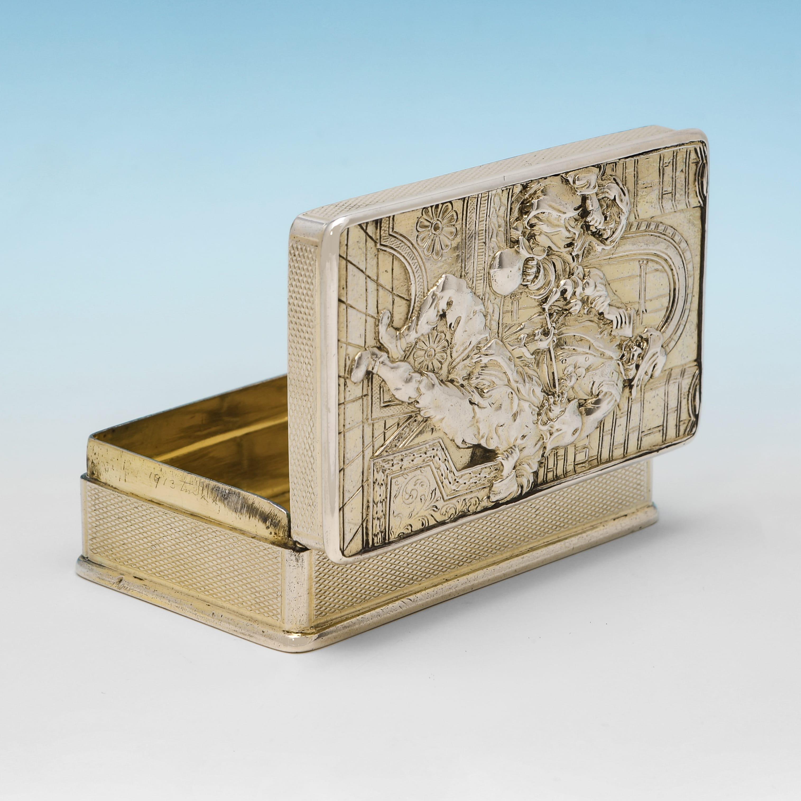 Rara tabacchiera in argento massiccio dorato del periodo di Giorgio IV realizzata a Londra nel 1821 In condizioni buone in vendita a London, London