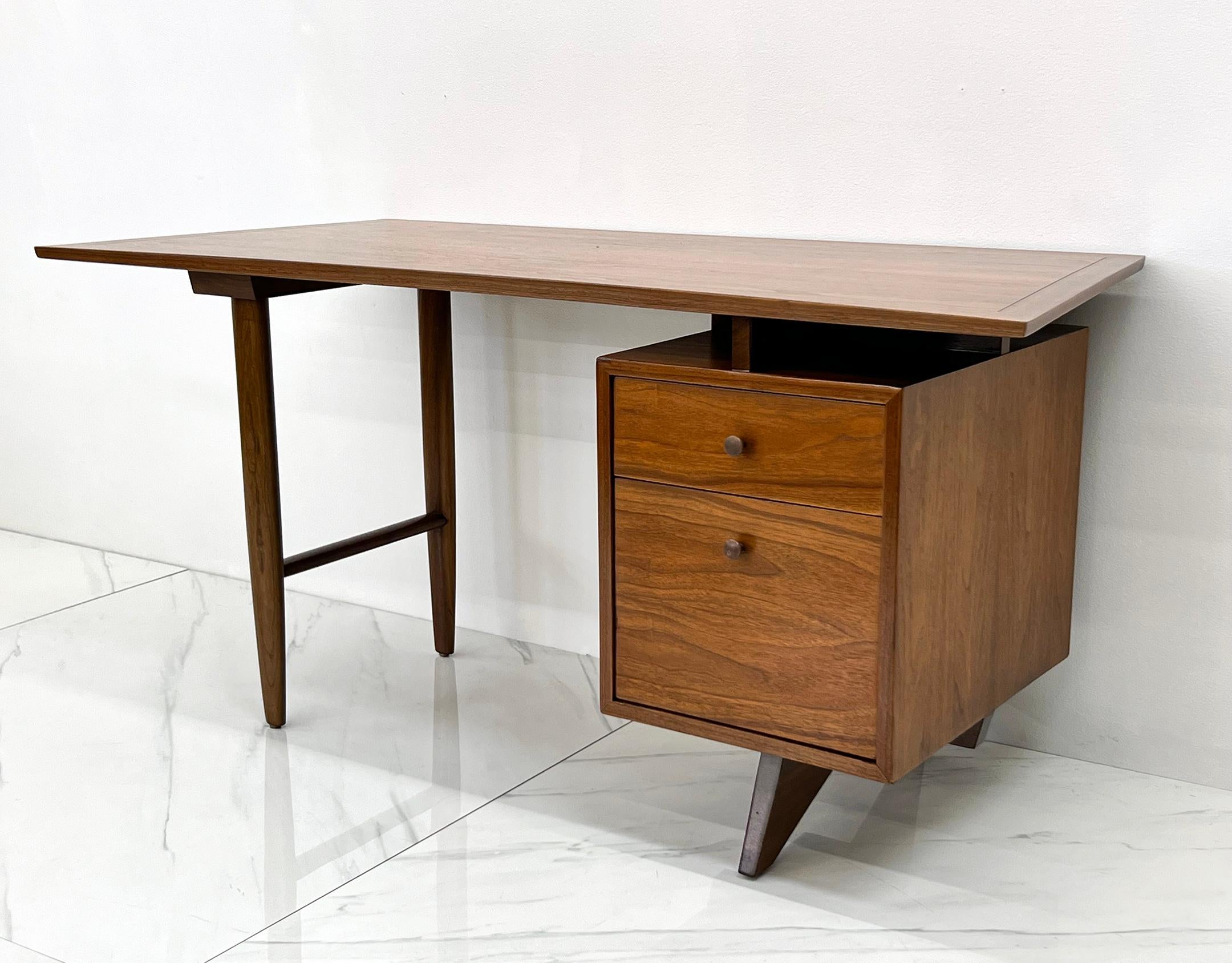 Walnut Rare George Nakashima Single Pedestal Desk, Widdicomb, 1950's
