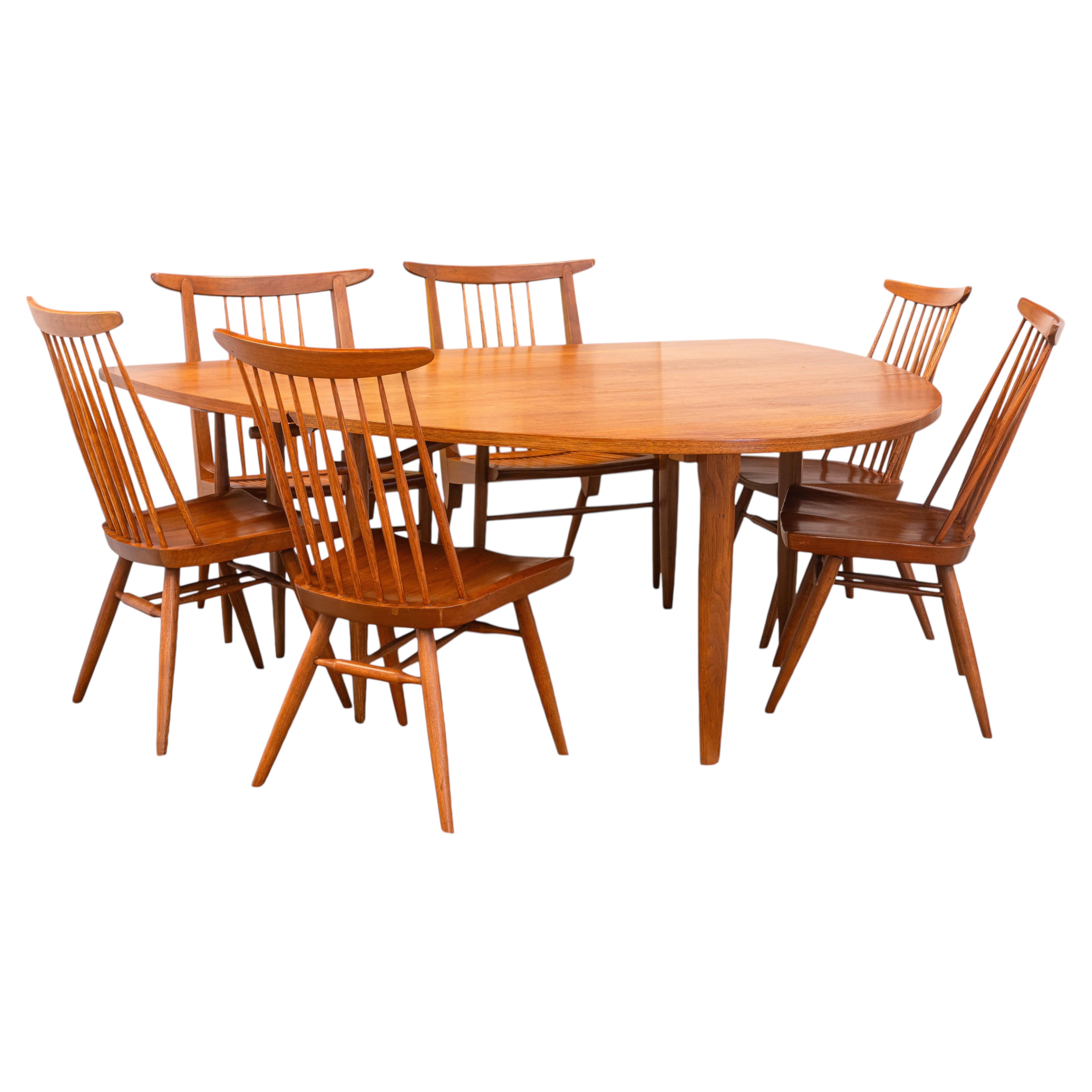 Rare George Nakashima x Widdicomb Origin Collection Walnut Dining Table & Chairs