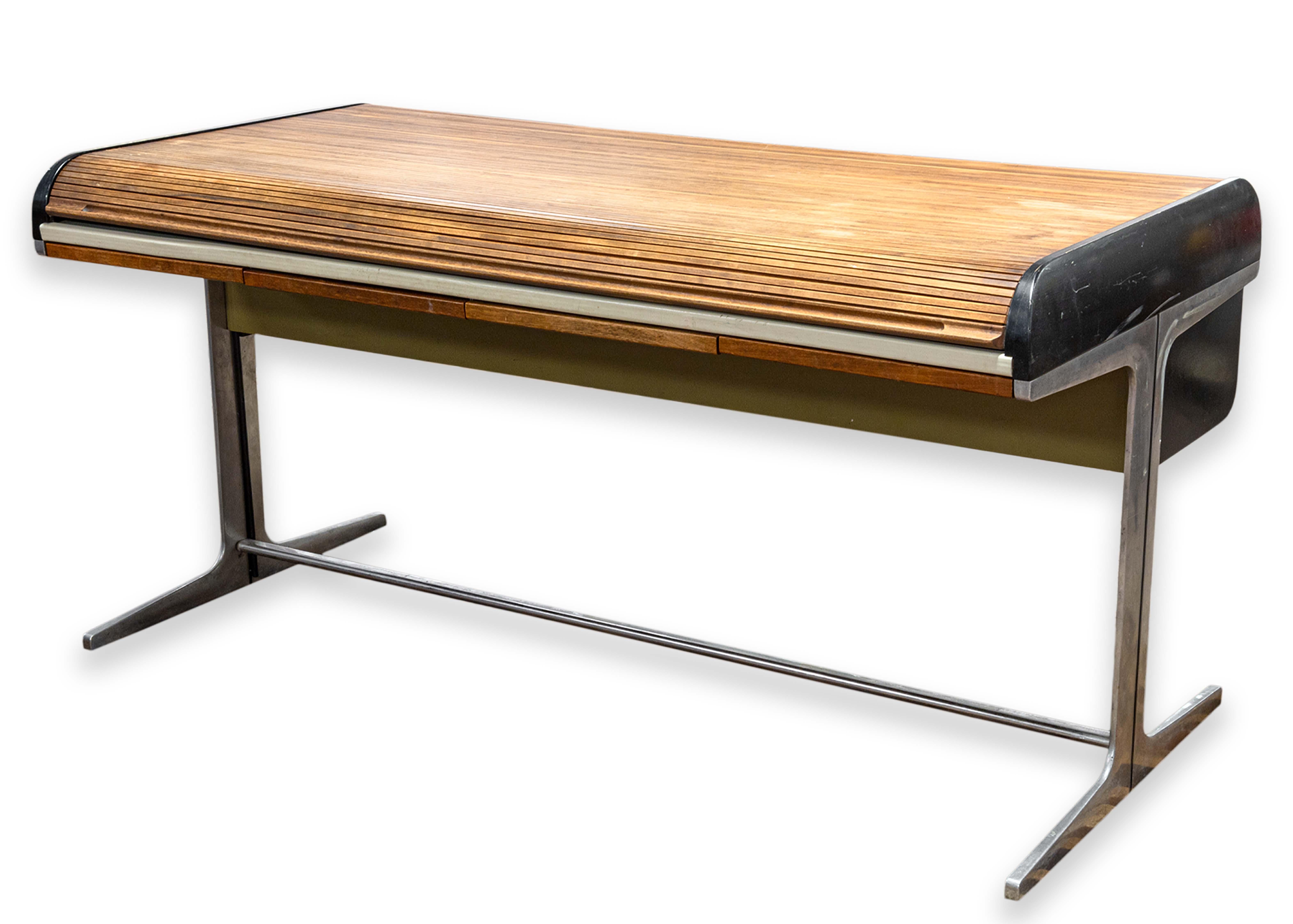 A Rare George Nelson & Associates for Herman Miller roll top Action Office writing desk. The Action Office system was developed by Robert Propst for Herman Miller in 1968 to transform the workplace. Propst felt that today's offices were 