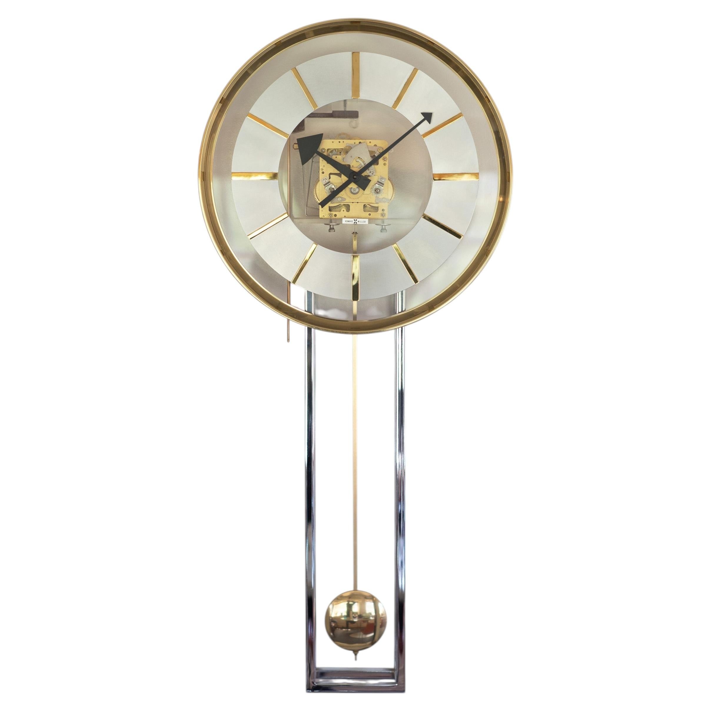 Rare George Nelson for Howard Miller Wall Clock in Brass & Lucite, Keininger