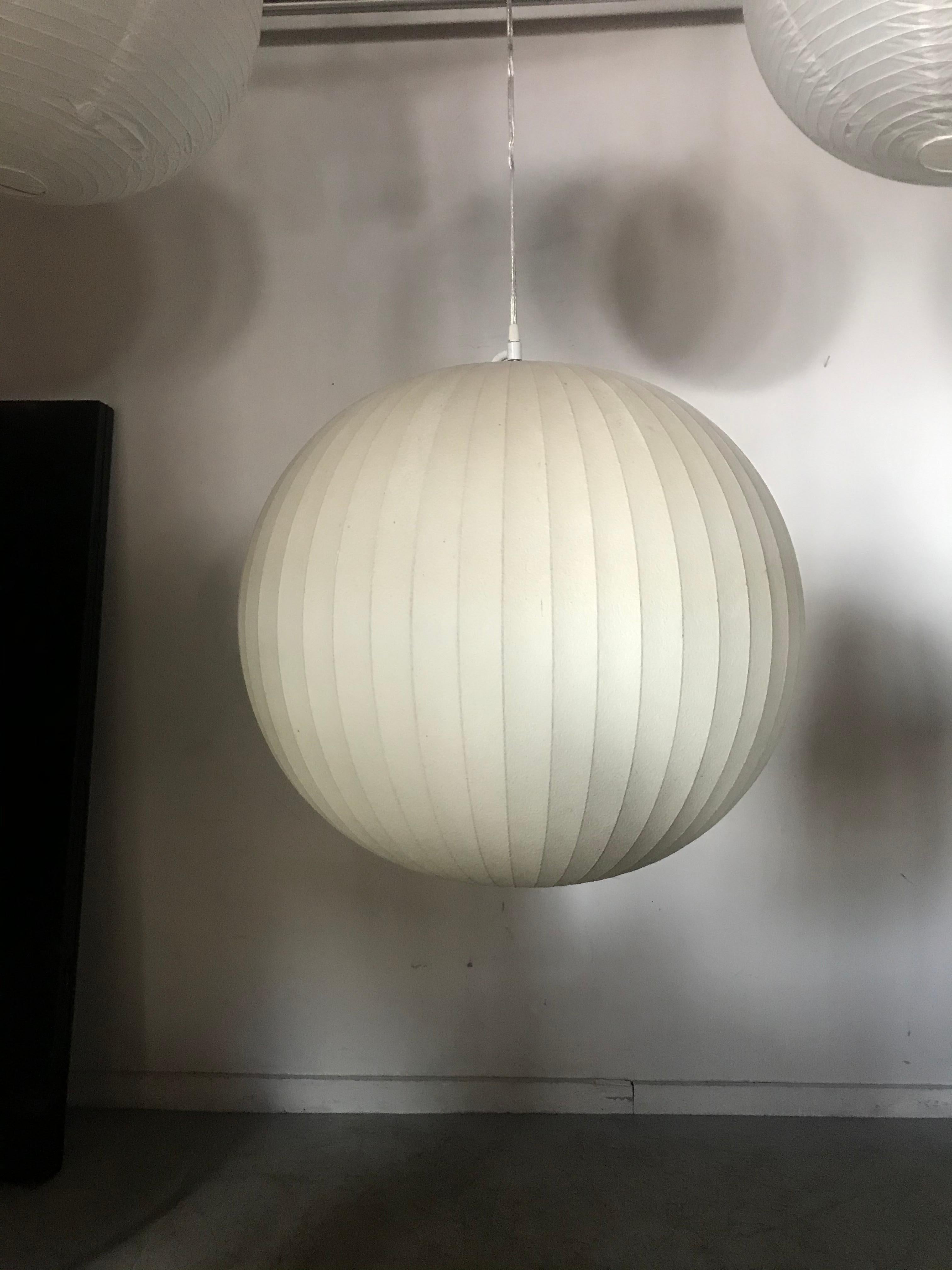 Mid-20th Century Rare George Nelson Large Bubble Lamp, Original Howard Miller Label, Old, Vintage