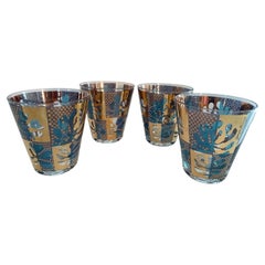 Rare Georges Briard Double Old Fashioned Glasses in the 'Tempo' Pattern