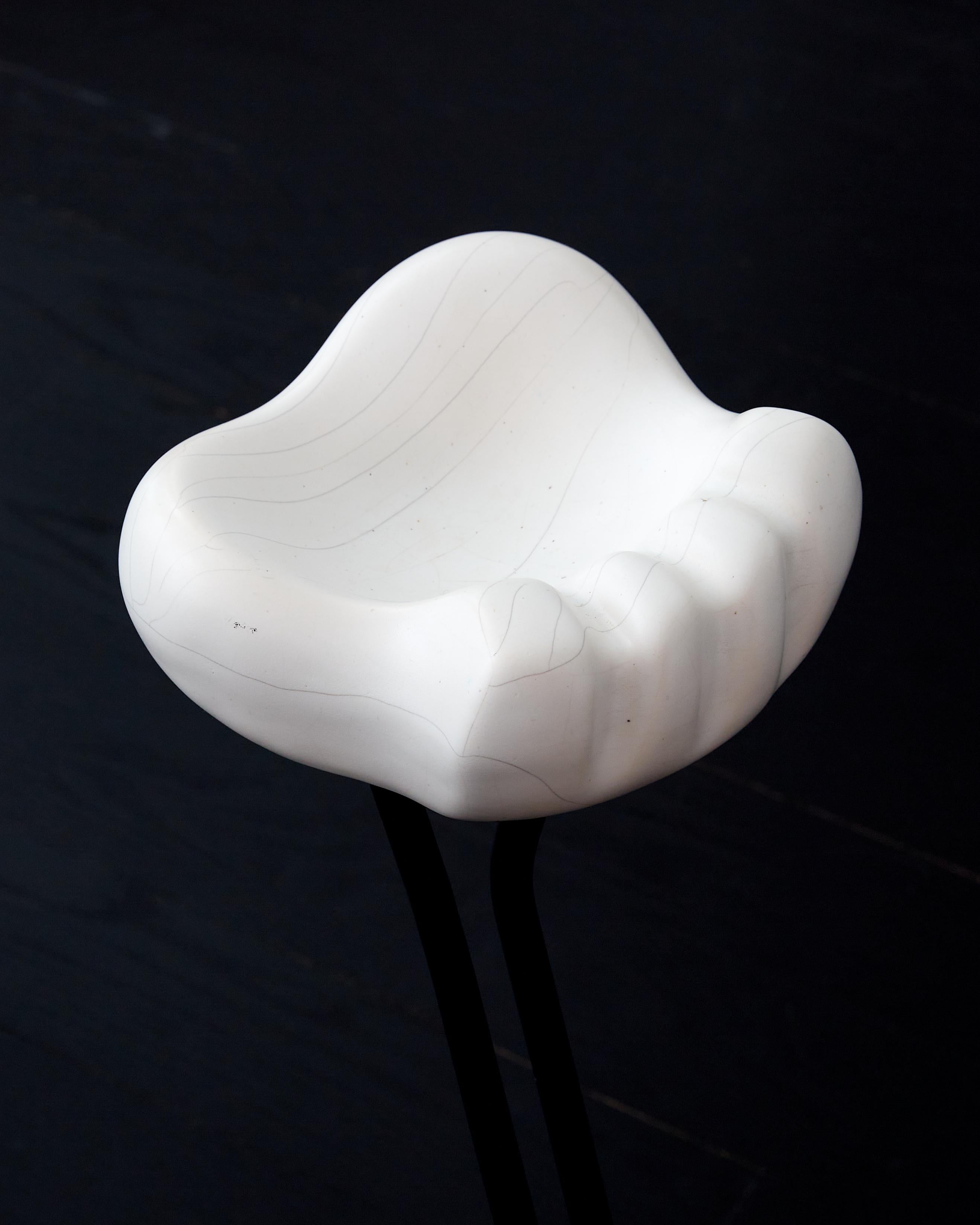 French Rare Georges Jouve + Mathieu Mategot 'Patte D'Ours' Ashtray in White For Sale