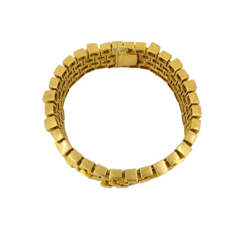 Rare Georges L'Enfant for Mauboussin Vintage Cube Link Bracelet 18k Gold 6