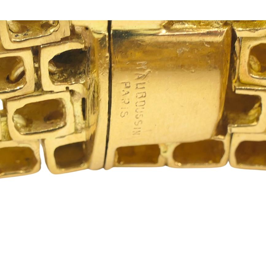 Women's or Men's Rare Georges L'Enfant for Mauboussin Vintage Cube Link Bracelet 18k Gold