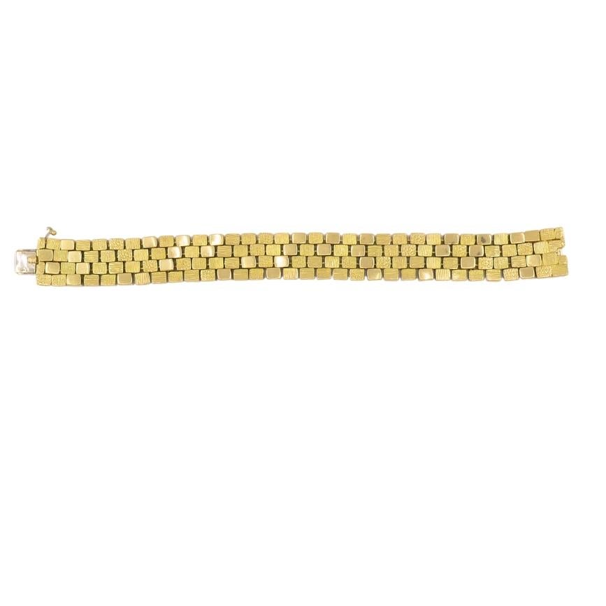 Rare Georges L'Enfant for Mauboussin Vintage Cube Link Bracelet 18k Gold 1