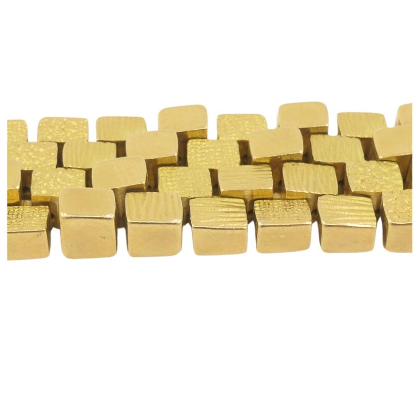Rare Georges L'Enfant for Mauboussin Vintage Cube Link Bracelet 18k Gold 2