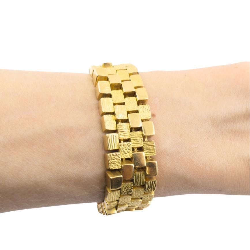 Rare Georges L'Enfant for Mauboussin Vintage Cube Link Bracelet 18k Gold 4