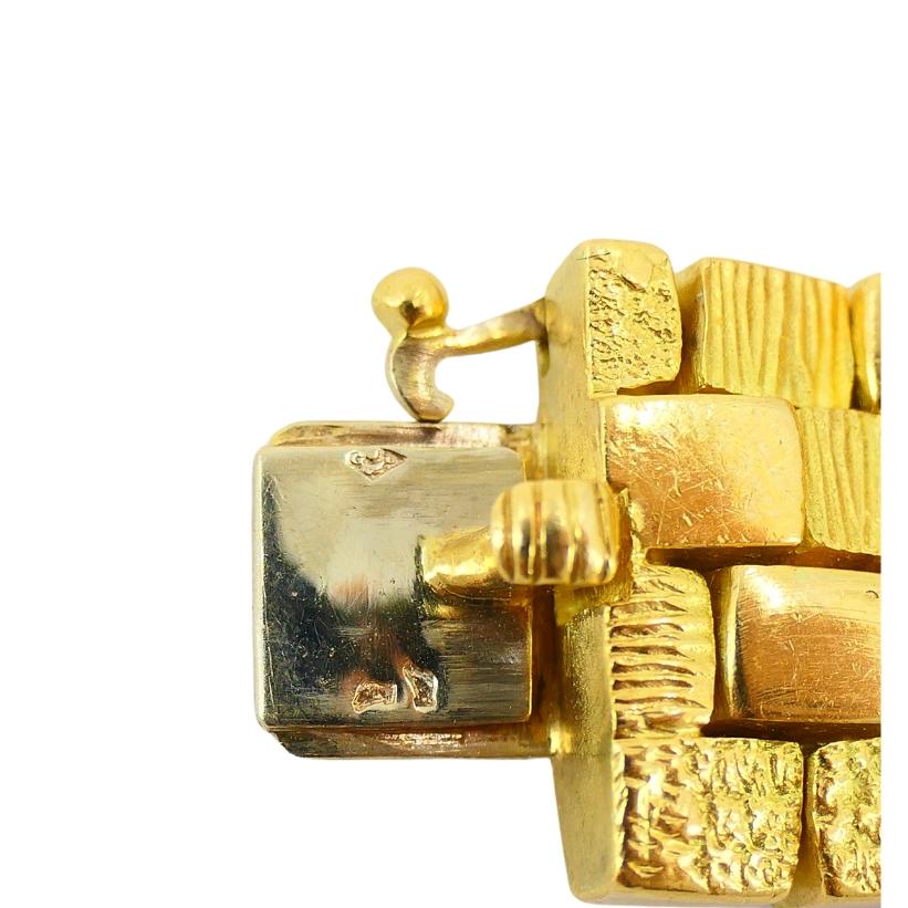 Rare Georges L'Enfant for Mauboussin Vintage Cube Link Bracelet 18k Gold 5