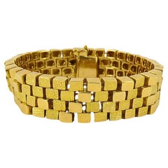 Raro bracciale a maglie cubiche d'epoca Georges L'Enfant per Mauboussin in oro 18 carati