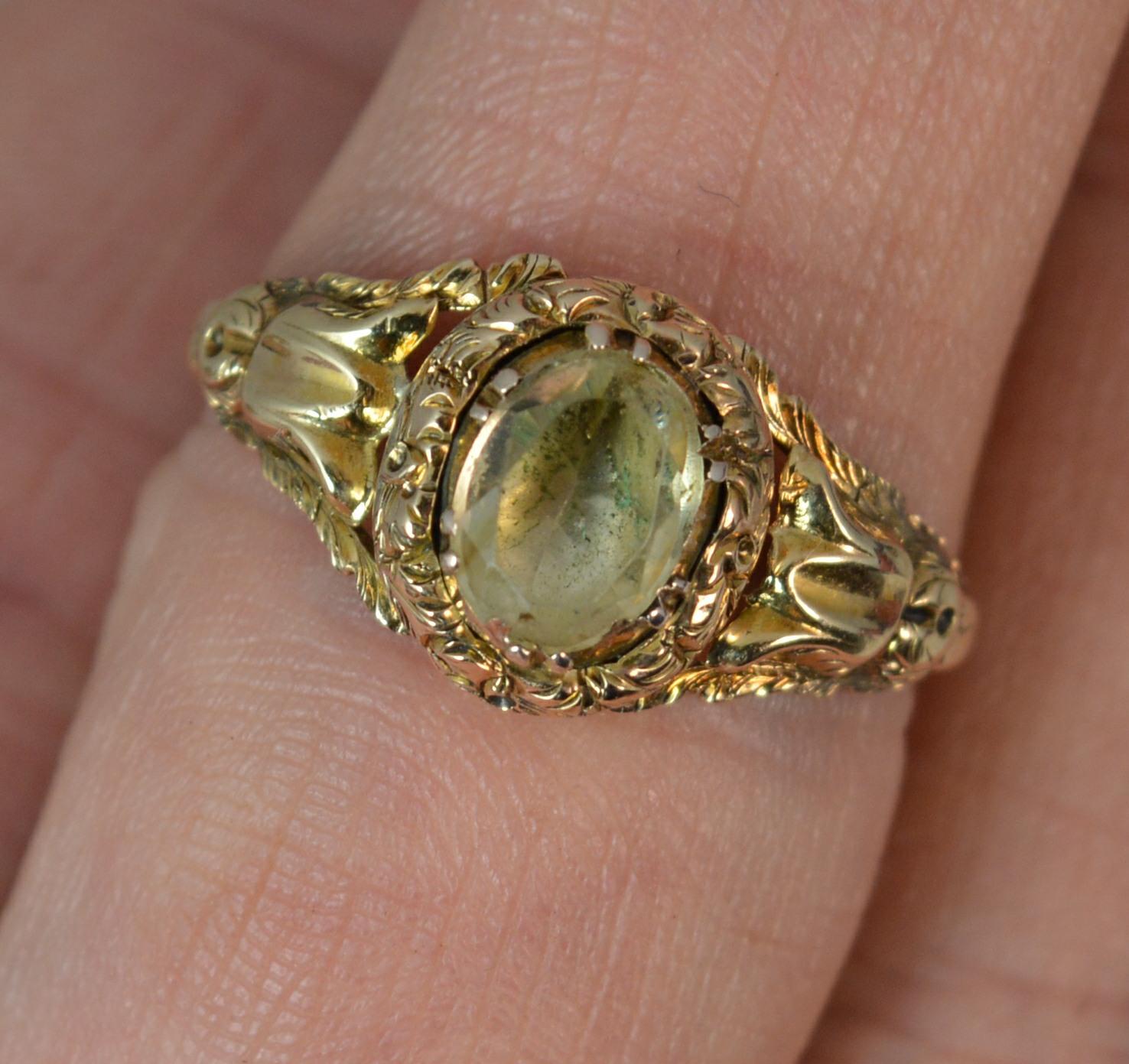 Rare Georgian 15 Carat Gold Foiled Back Rock Crystal Solitaire Ring 1