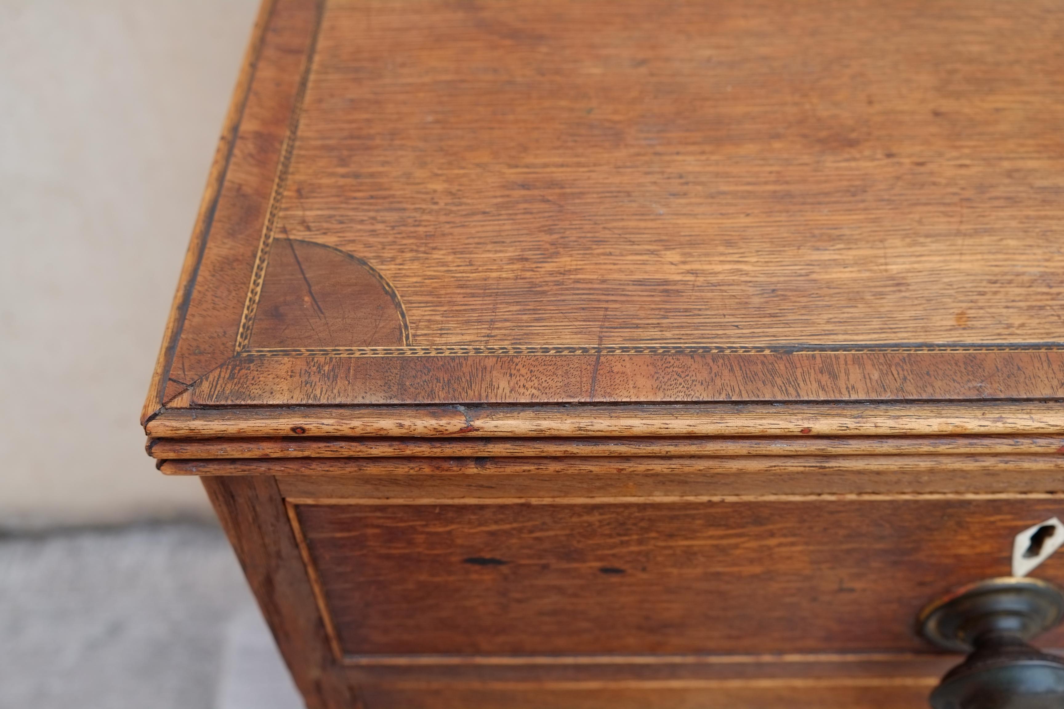 Rare Georgian Antique English Chest of Drawers in Oak with Brass Knobs For Sale 10