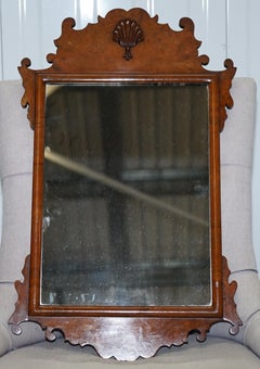 Rare Georgian Burr Walnut circa 1730 George II Wall Hanging Mirror Rare Find