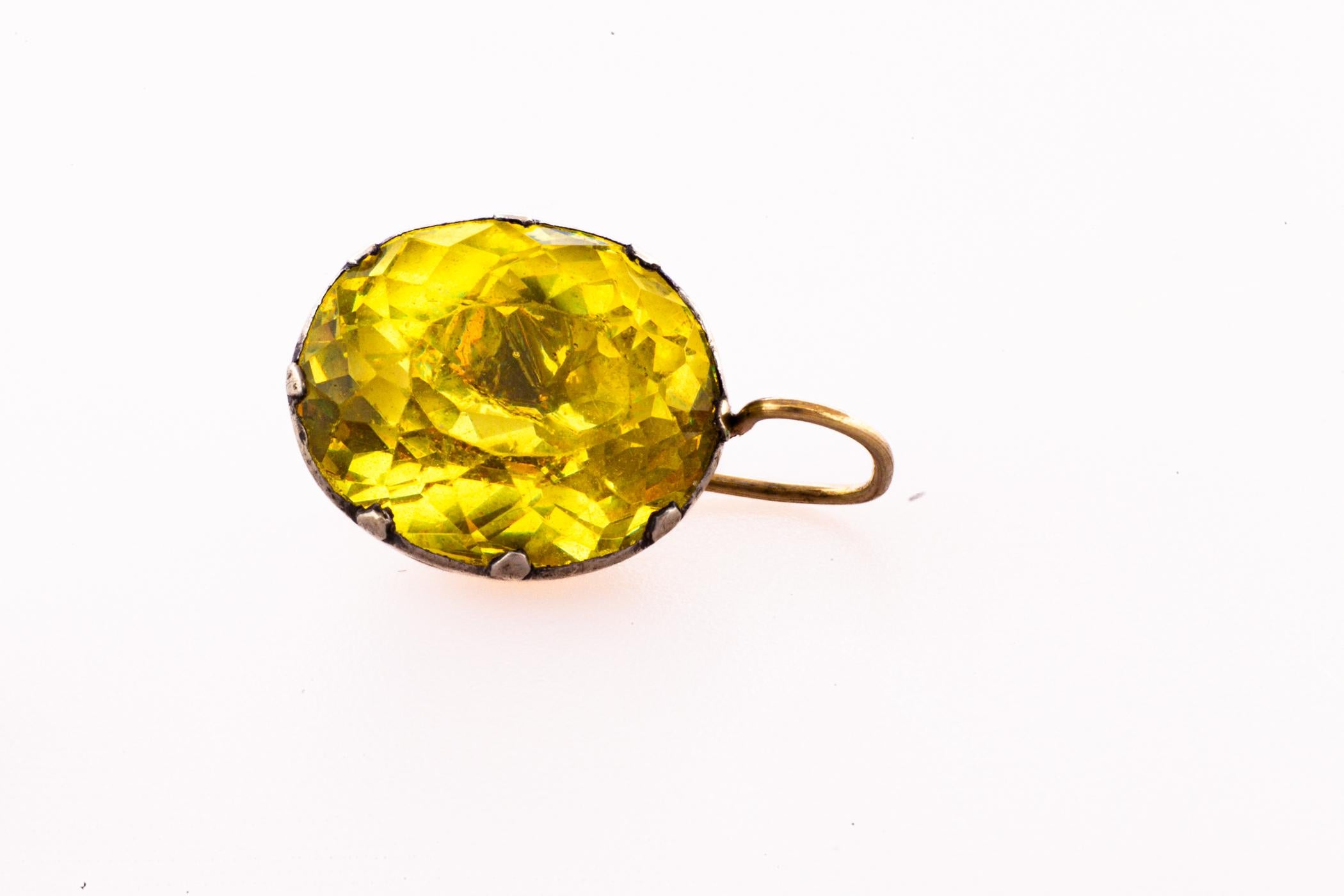 George III Rare Georgian Chartreuse Paste Earrings c. 1820 For Sale