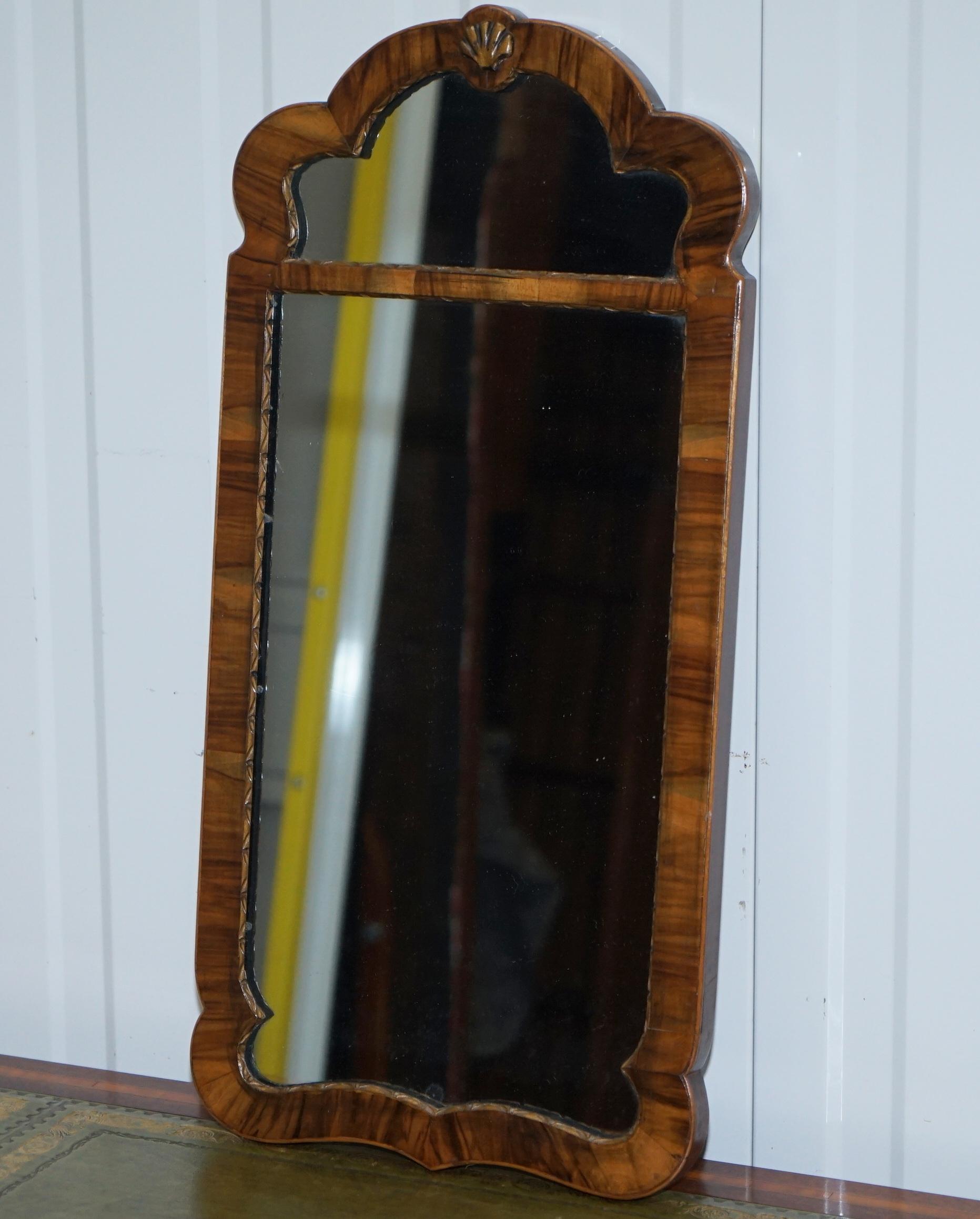 Rare circa 1800 Walnut Wall Mirror Original Mercury Glass