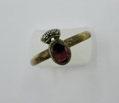Rare Georgian Crowned Garnet Rose Cut Diamond Ring 1700s Gold Museum Quality