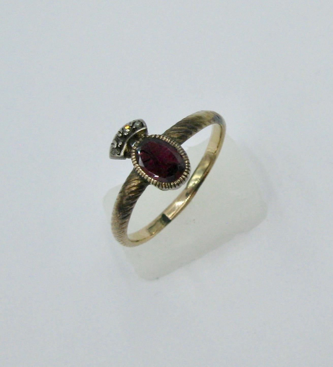 Rare Georgian Crowned Garnet Rose Cut Diamond Ring 1700s Gold Museum Quality For Sale 1