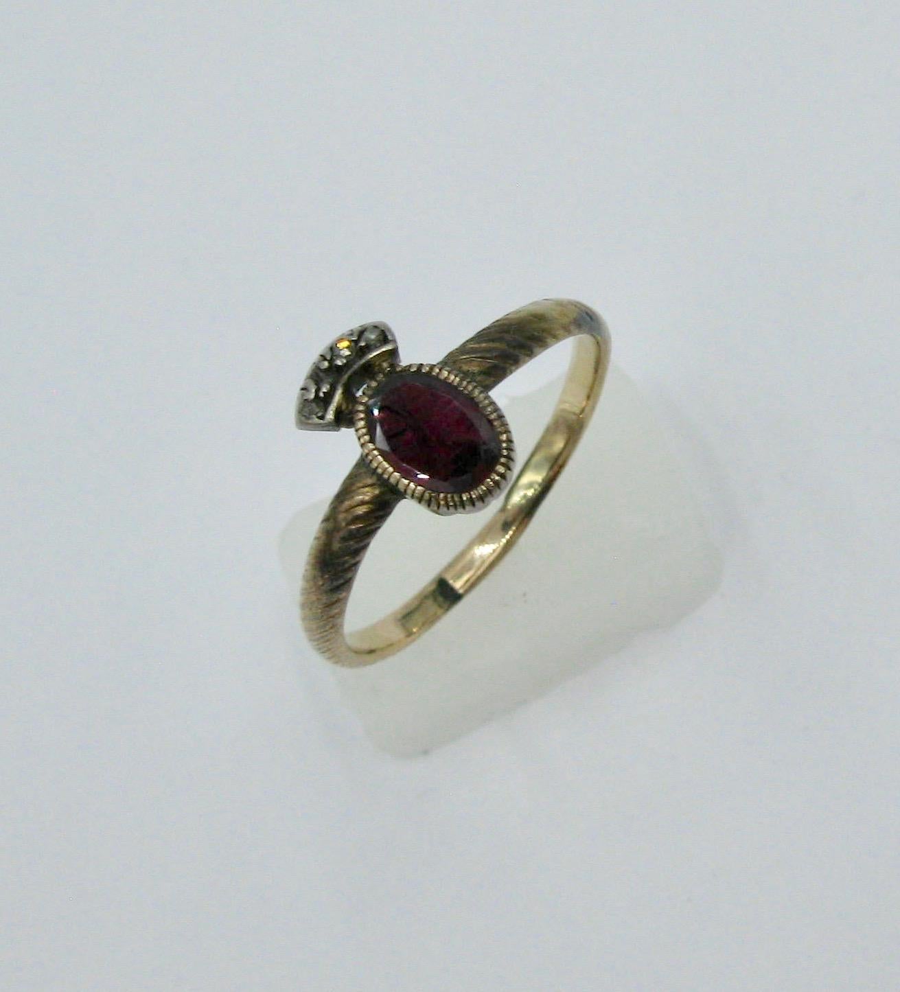 Rare Georgian Crowned Garnet Rose Cut Diamond Ring 1700s Gold Museum Quality 1