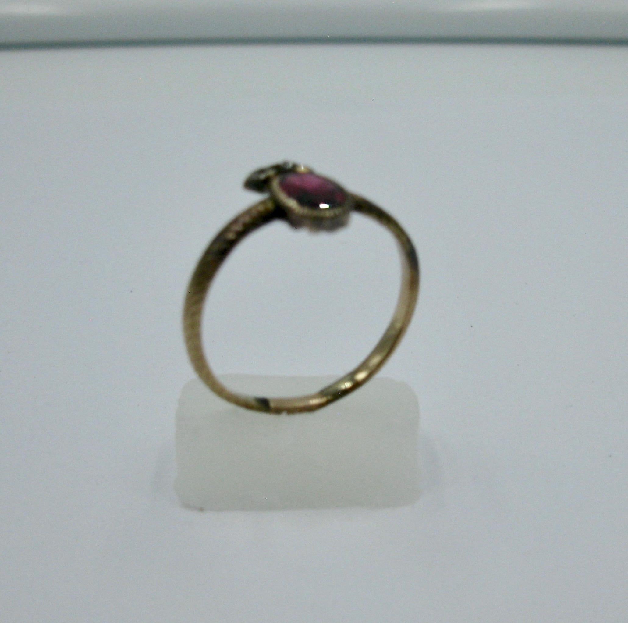 Rare Georgian Crowned Garnet Rose Cut Diamond Ring 1700s Gold Museum Quality For Sale 2