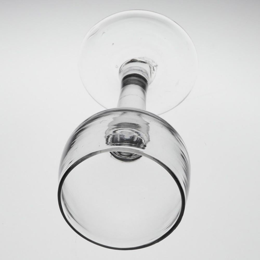 English Rare Georgian Cup Bowl Plain Stem Mead Glass, c1750 For Sale