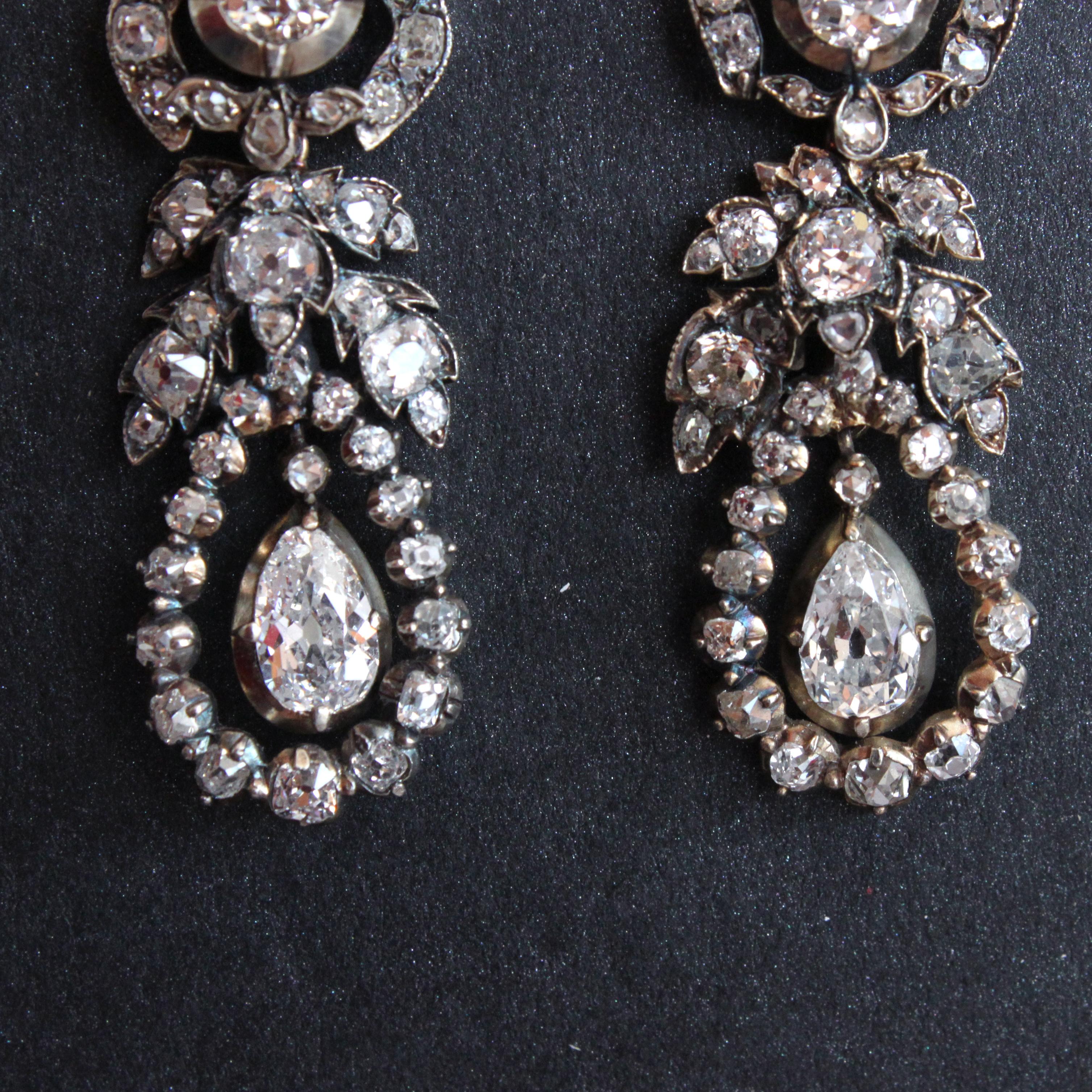 Women's Rare Georgian Diamond Drop Earrings, circa 1810s