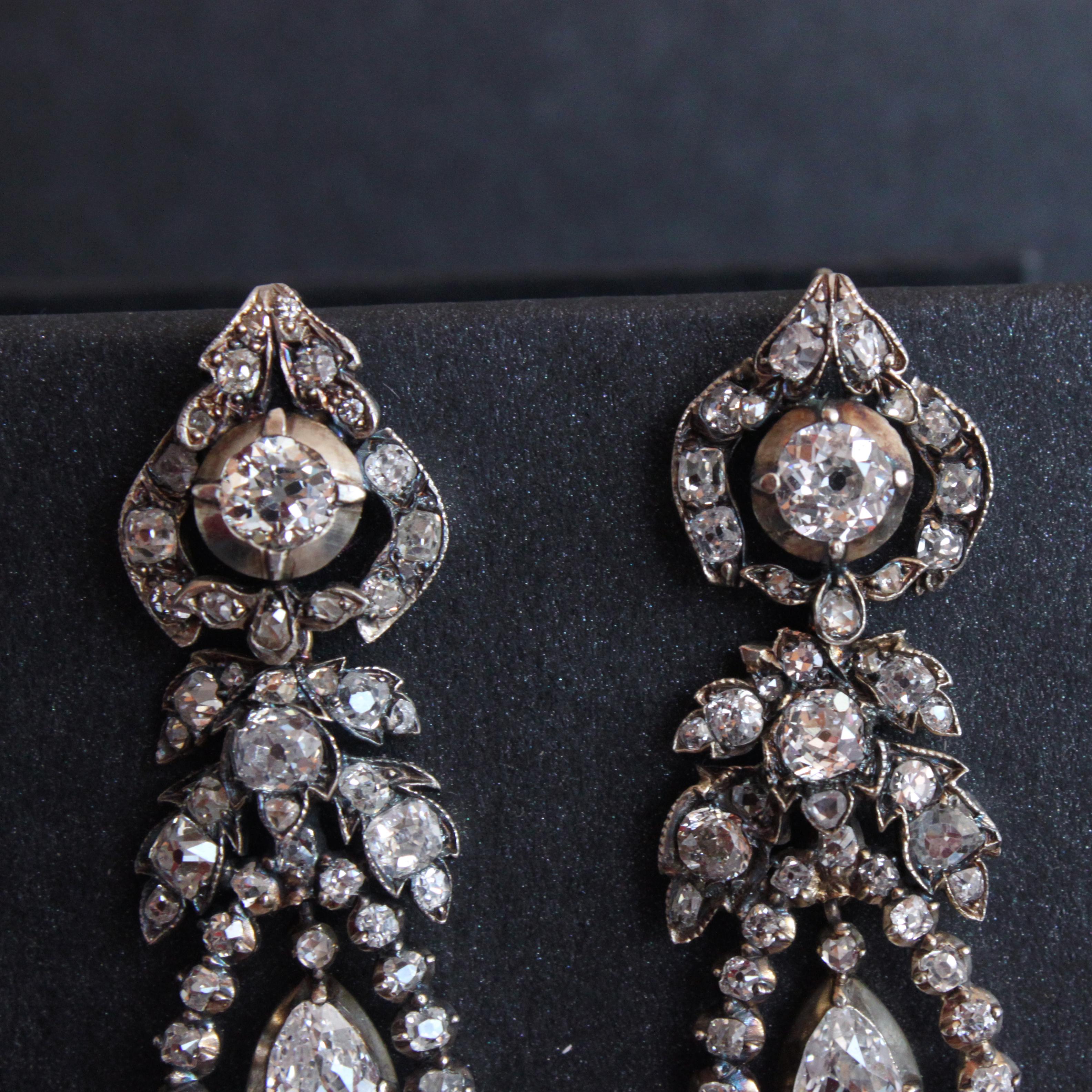 Rare Georgian Diamond Drop Earrings, circa 1810s 1