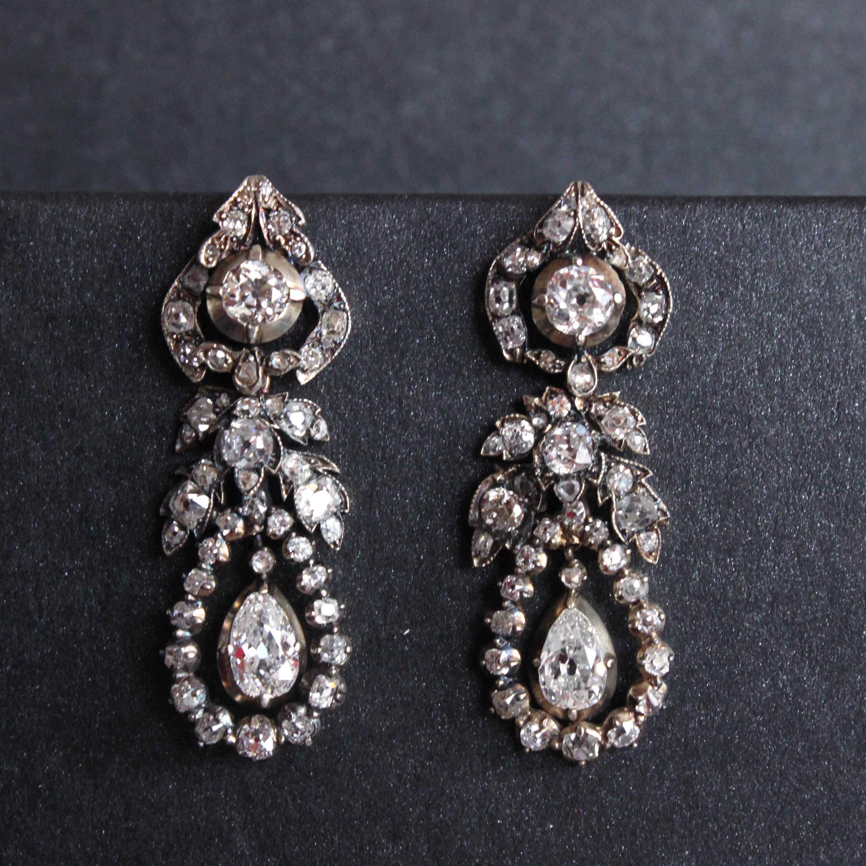Rare Georgian Diamond Drop Earrings, circa 1810s 2