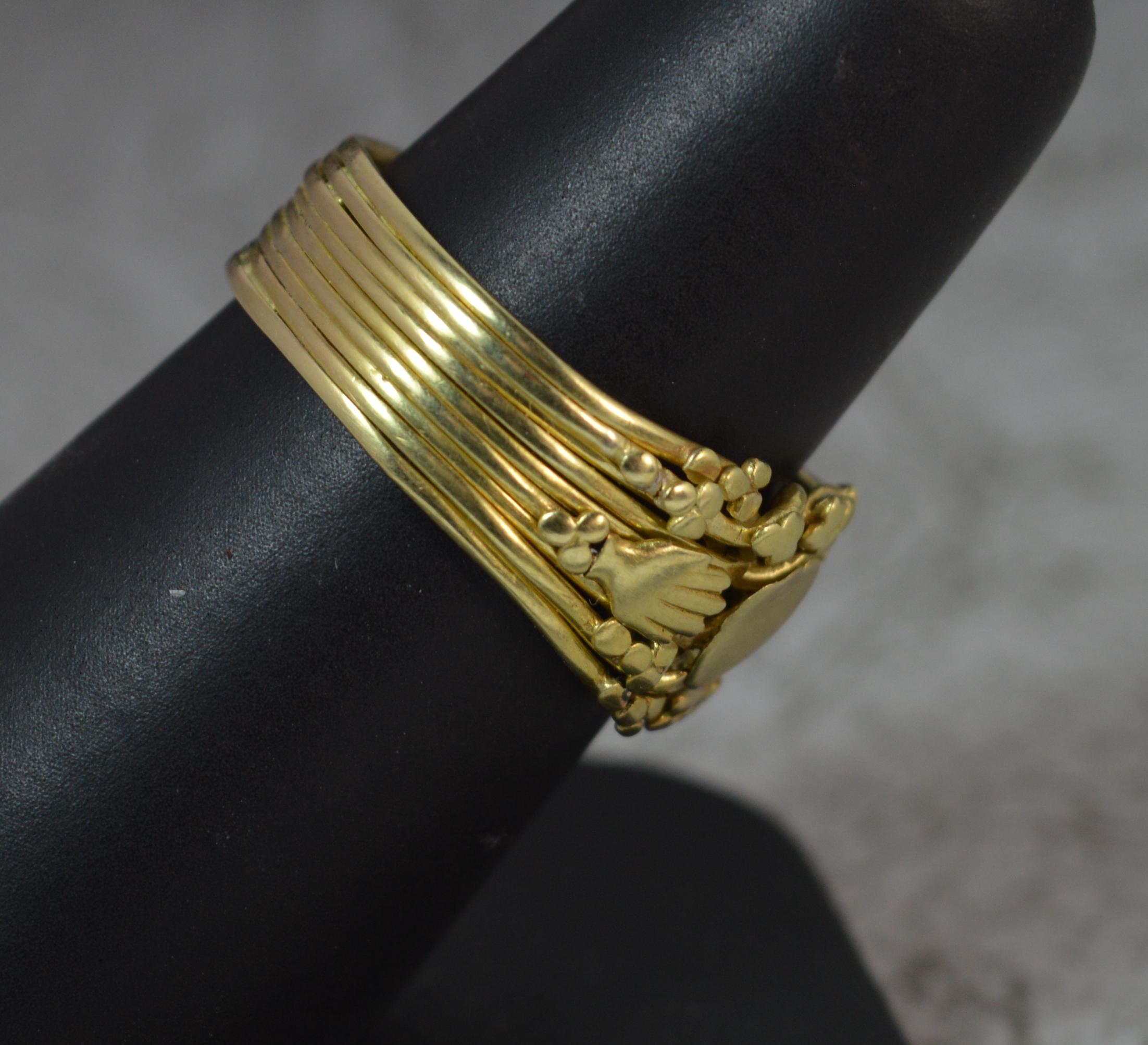 Rare Georgian Fede Handholding Faith 9-Piece Puzzle Ring in 18 Carat Gold 1