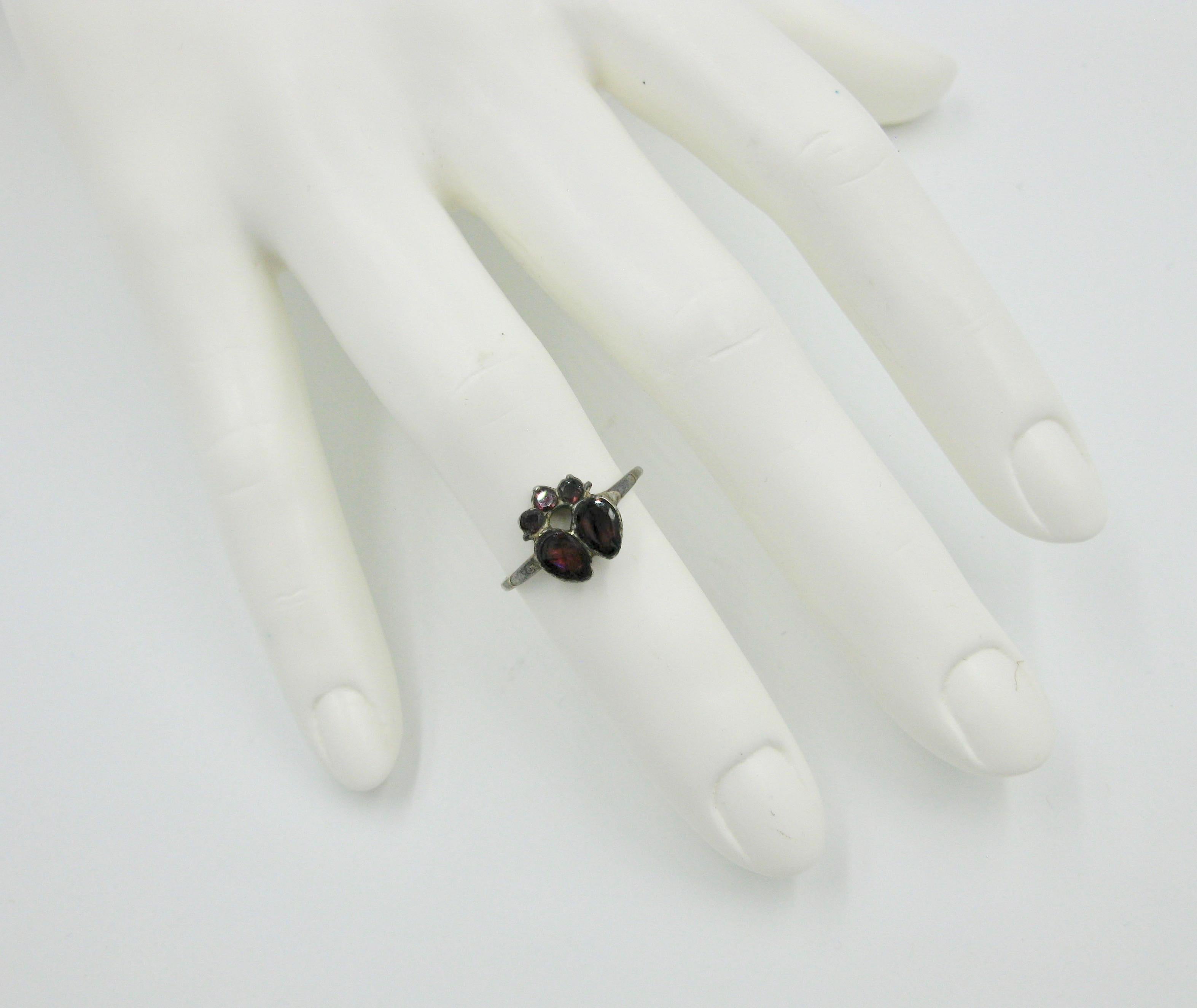 Rare Georgian Garnet Crowned Double Heart Ring 1700s Gold Museum Quality 2