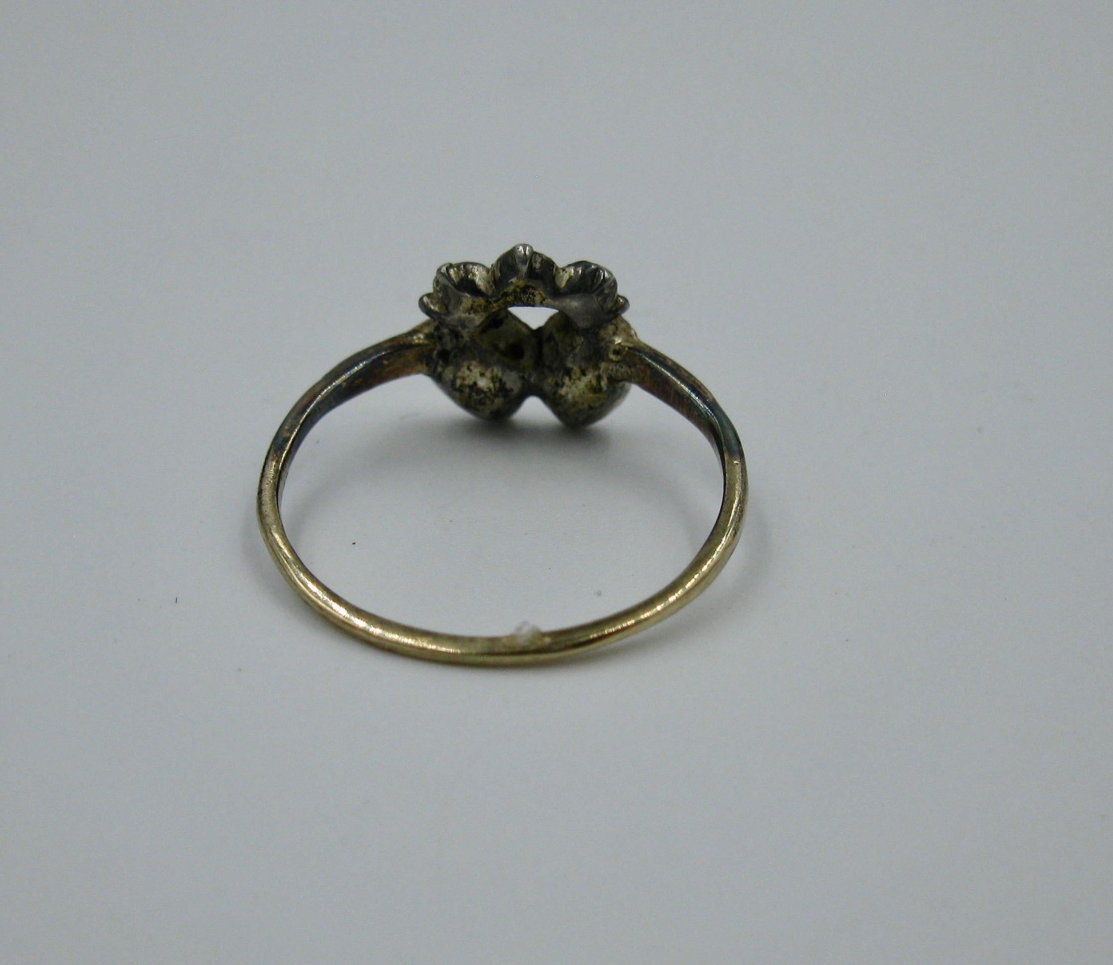 Seltener georgianischer Granat-Doppelherz-Ring 1700er Jahre Gold Museumsqualität im Angebot 5
