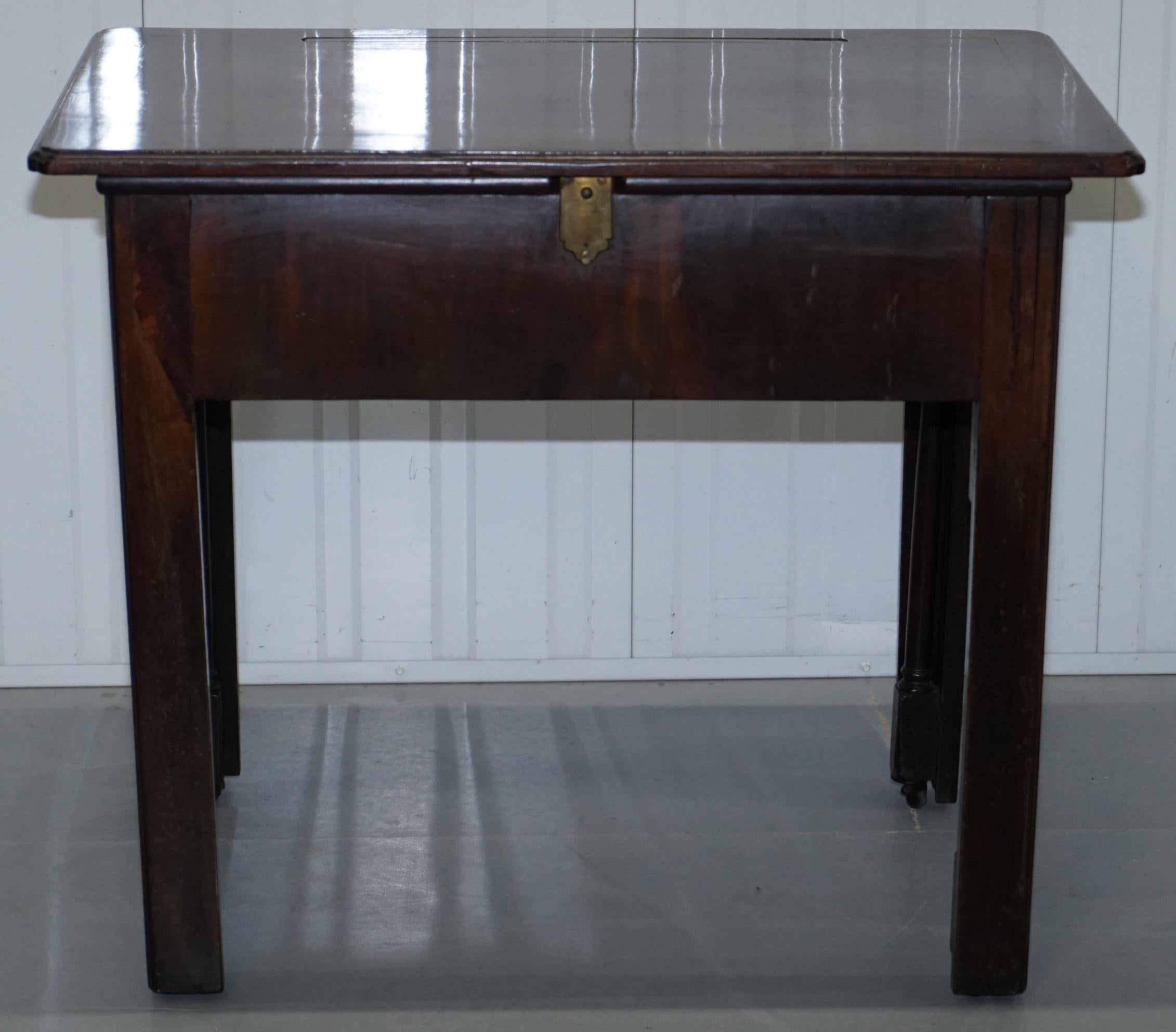 Rare Georgian Irish Mahogany circa 1760 George III Architects Writing Desk Table 5