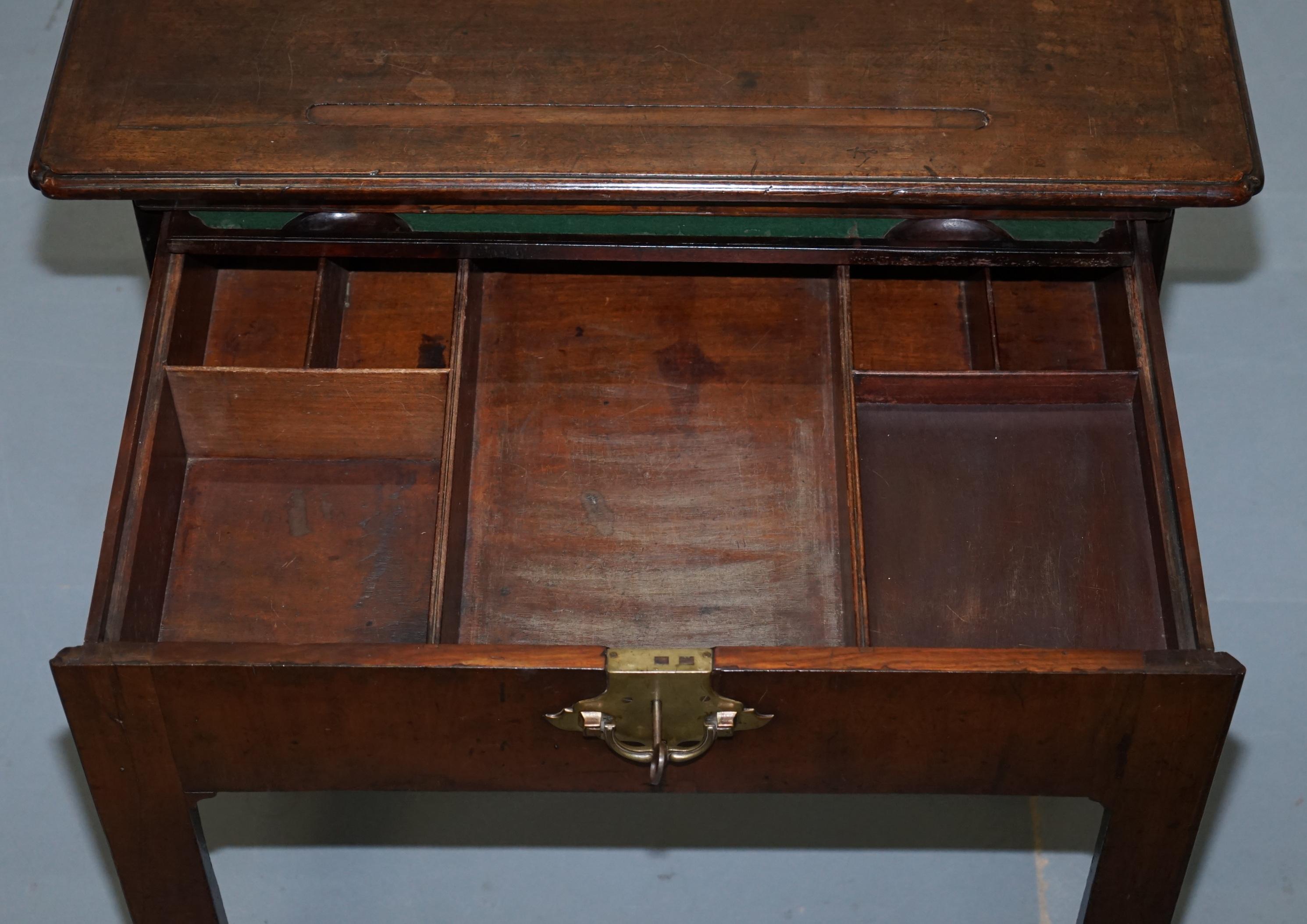 Rare Georgian Irish Mahogany circa 1760 George III Architects Writing Desk Table 13