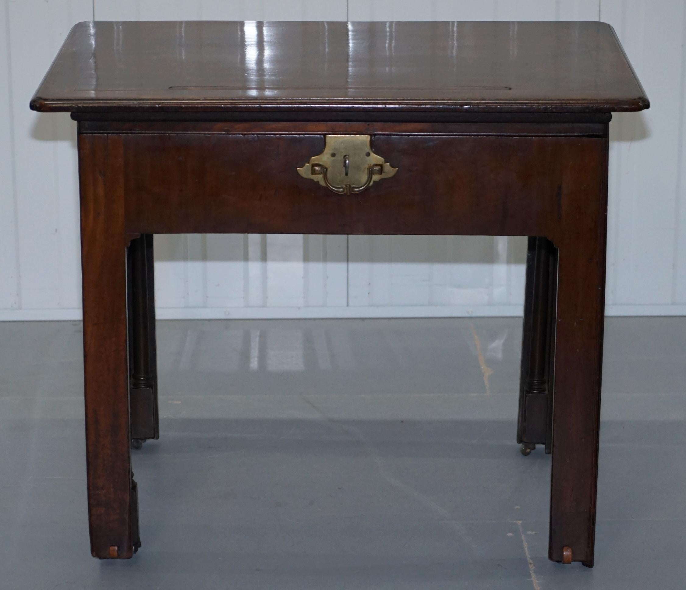 We are delighted to offer for sale this very rare original George III circa 1760 Architects writing Georgian Irish table desk in solid mahogany with original lock and key

A beautiful find with the original well used patina throughout. As you can