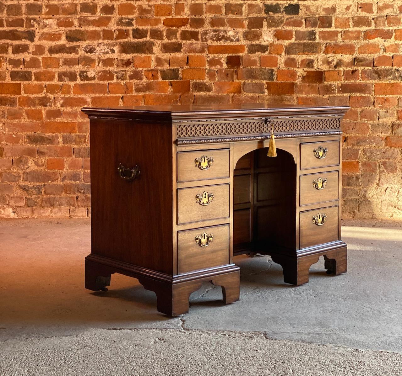 George III Rare Georgian Mahogany Kneehole Desk Lift Up Top, 18th Century, circa 1780 For Sale