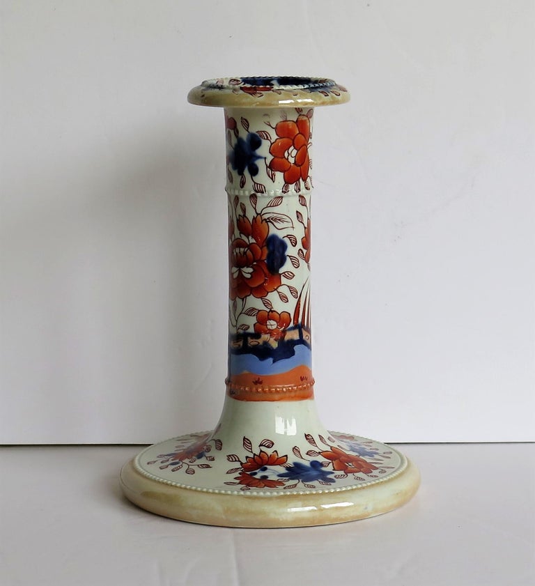 Rare Mason's Ironstone Candlestick in Fence Japan Pattern