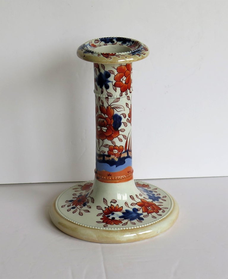 Rare Mason's Ironstone Candlestick in Fence Japan Pattern