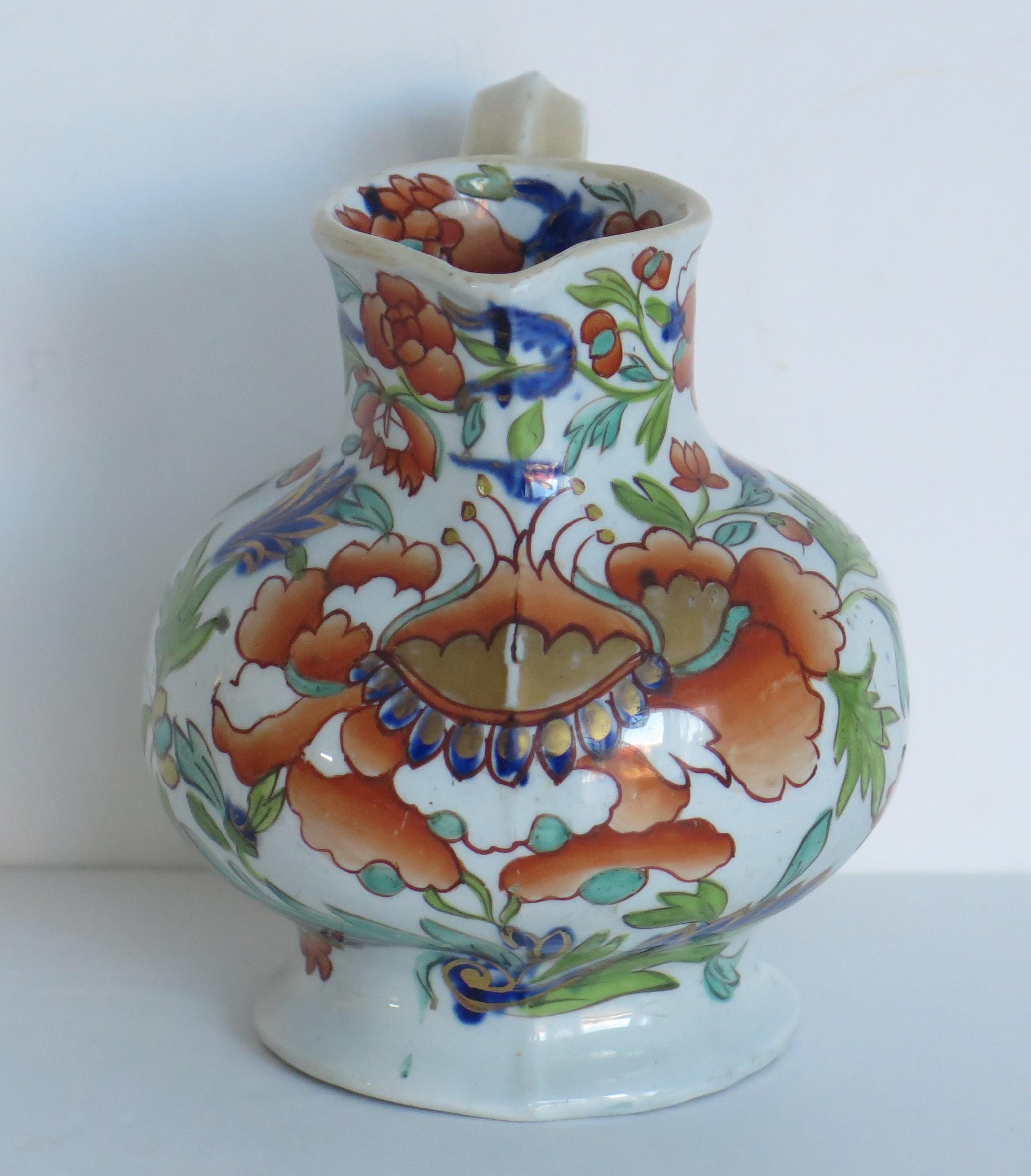 Rare Georgian Mason's Ironstone Cream Jug in Large Stamen Flower Ptn. Ca 1820 In Good Condition In Lincoln, Lincolnshire