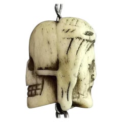 Rare Georgian Memento Mori Pendant, Skull and Jesus, 18th Century, Bone