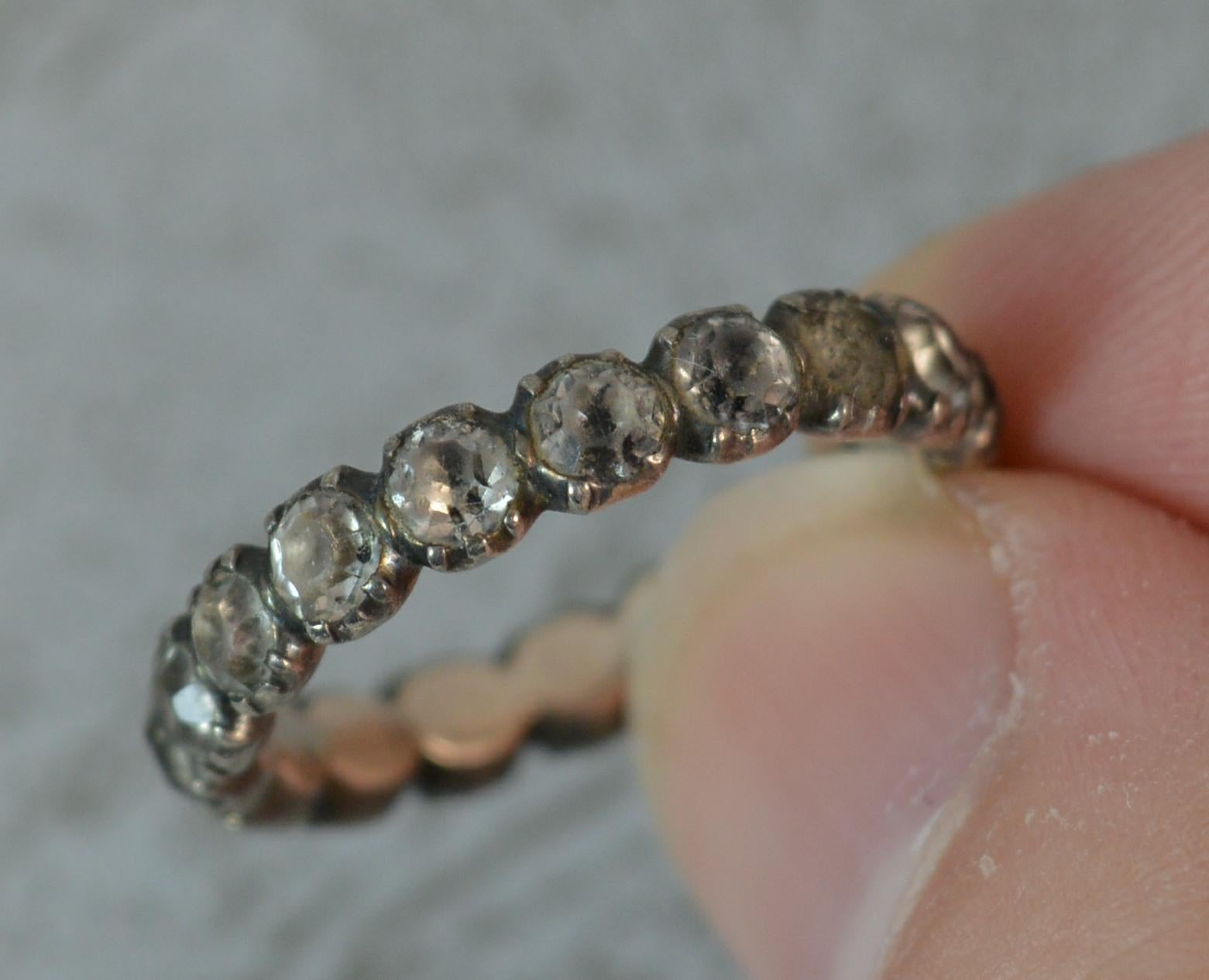 Women's Rare Georgian Period Paste Set Full Eternity Stack Ring Size L