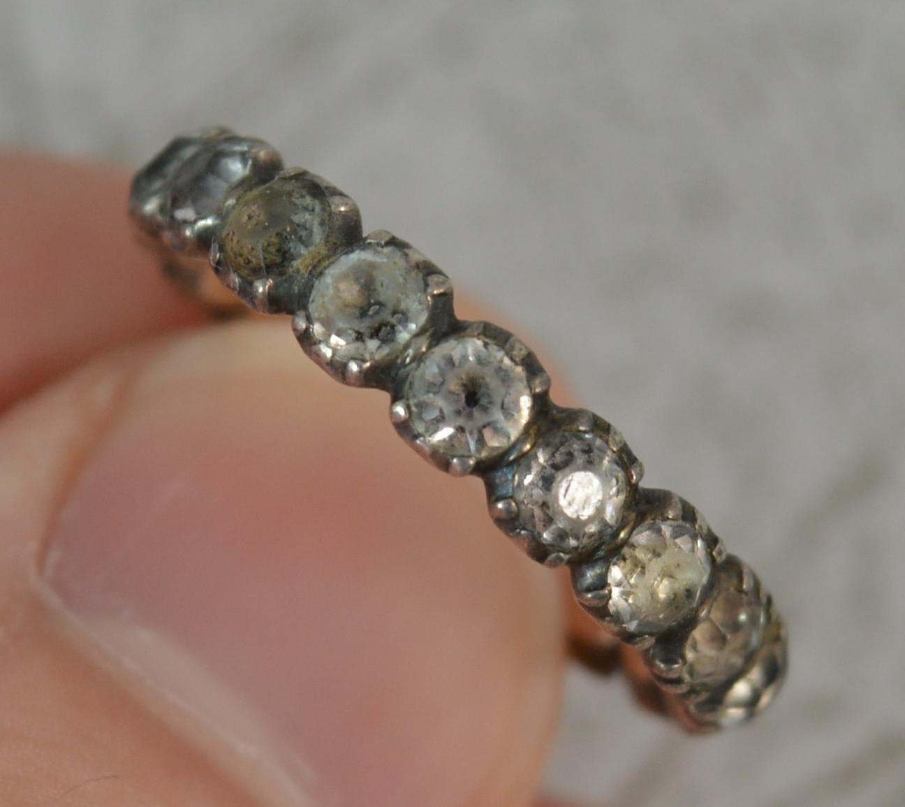 Rare Georgian Period Paste Set Full Eternity Stack Ring Size L 1