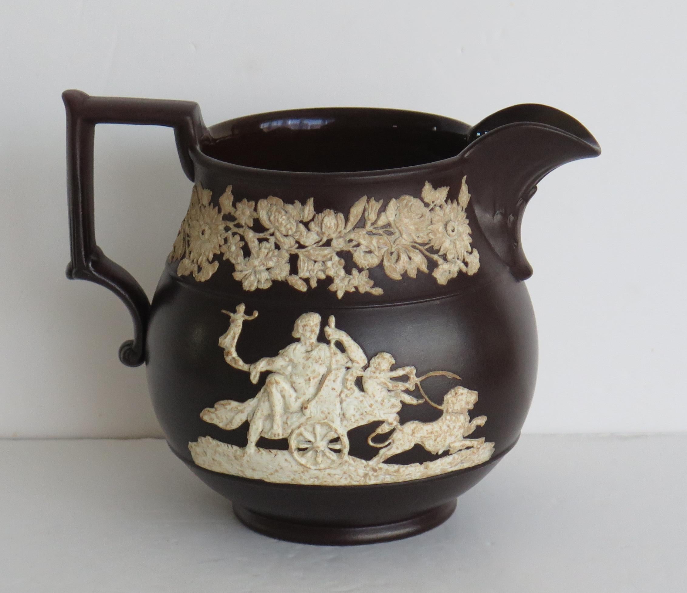 Molded Rare Georgian Pottery Jug or Pitcher Jasperware by Wilson of Hanley, Early 19thC