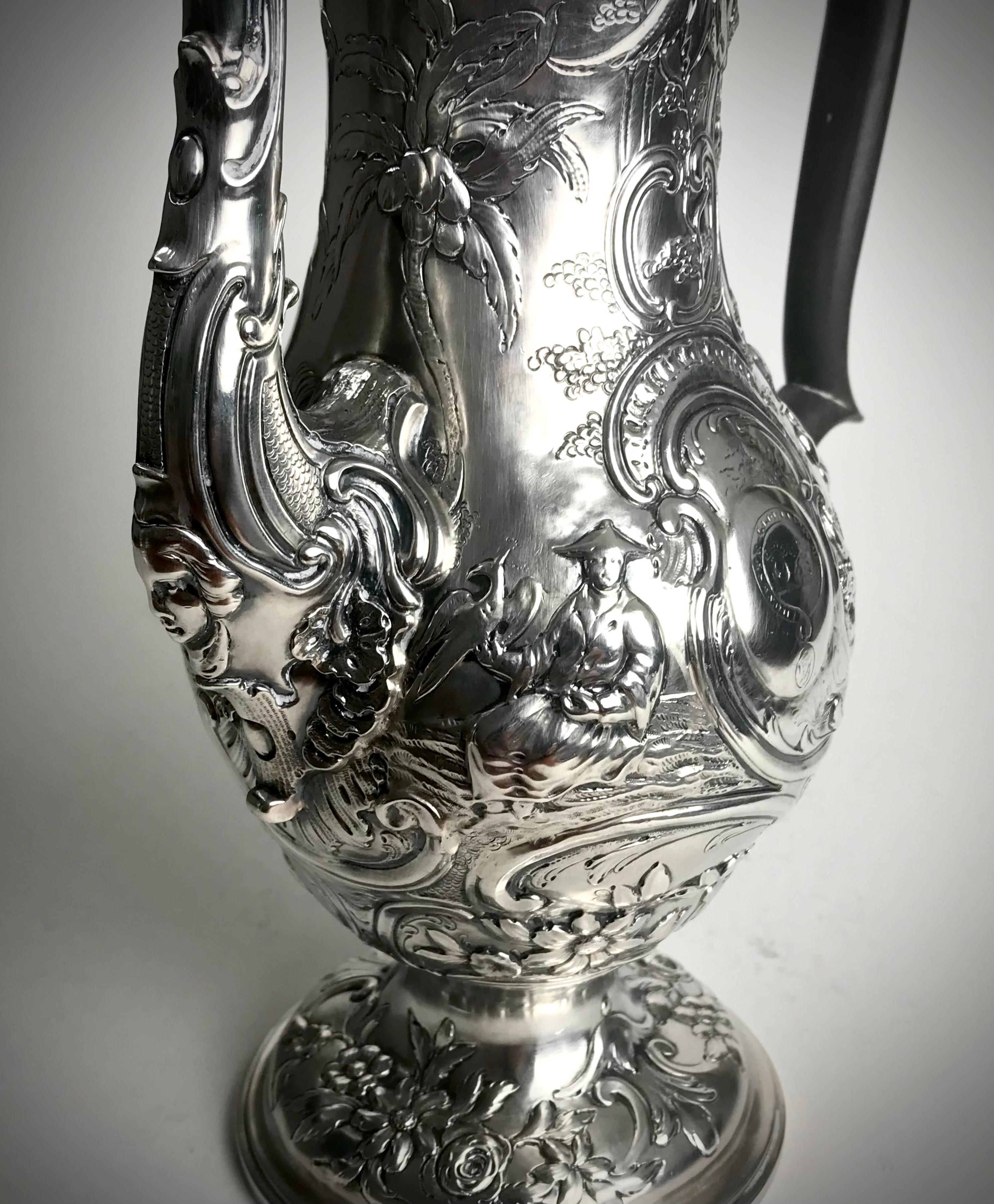 Rare Georgian Solid Silver Sterling Coffee Pot London 1762 Francis Crump Chinois 5