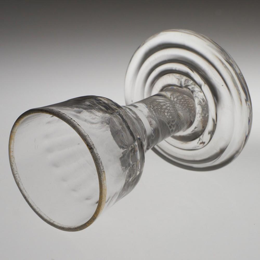 George II Rare Georgian Terraced Foot Opaque Twist Dram Glass c1760