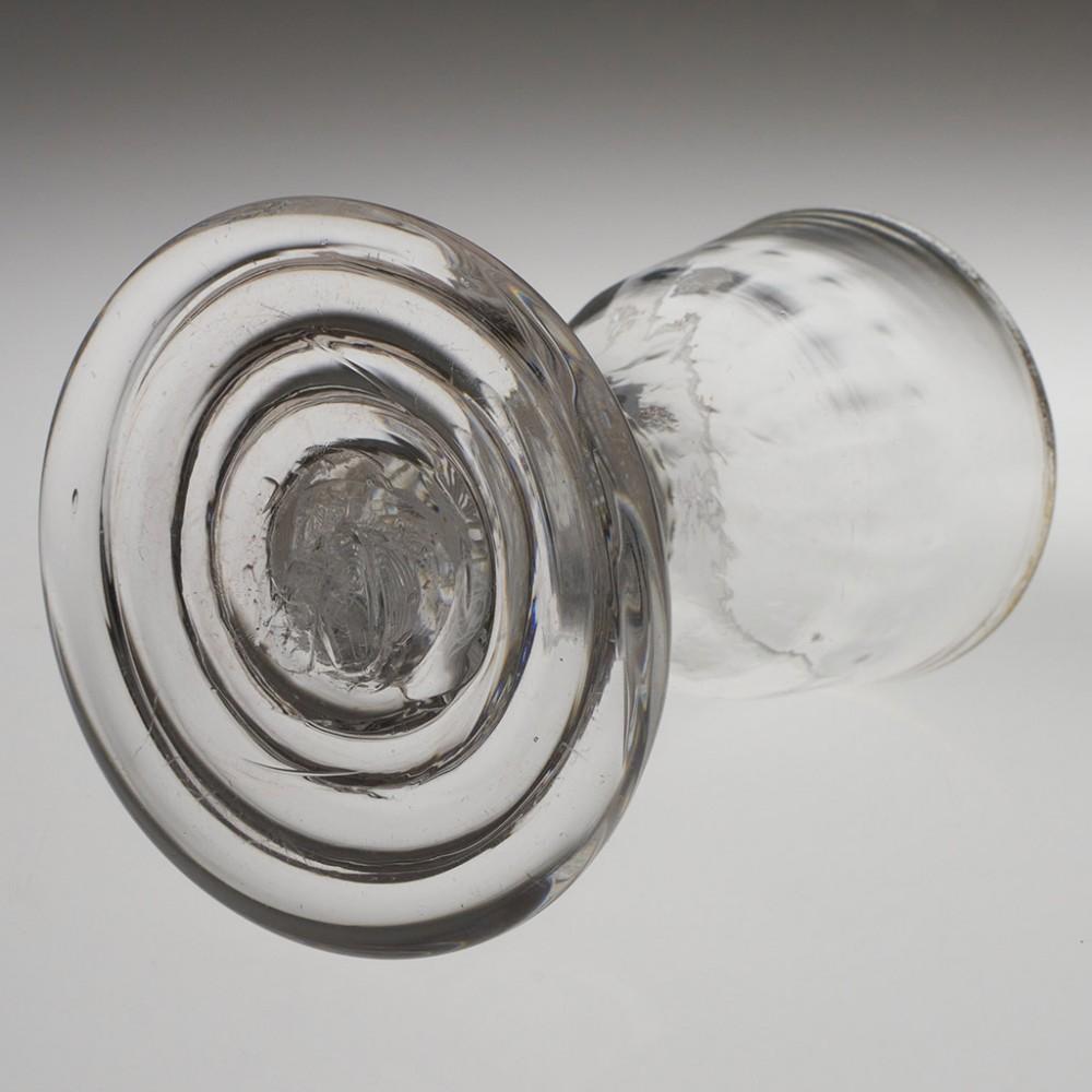 British Rare Georgian Terraced Foot Opaque Twist Dram Glass c1760