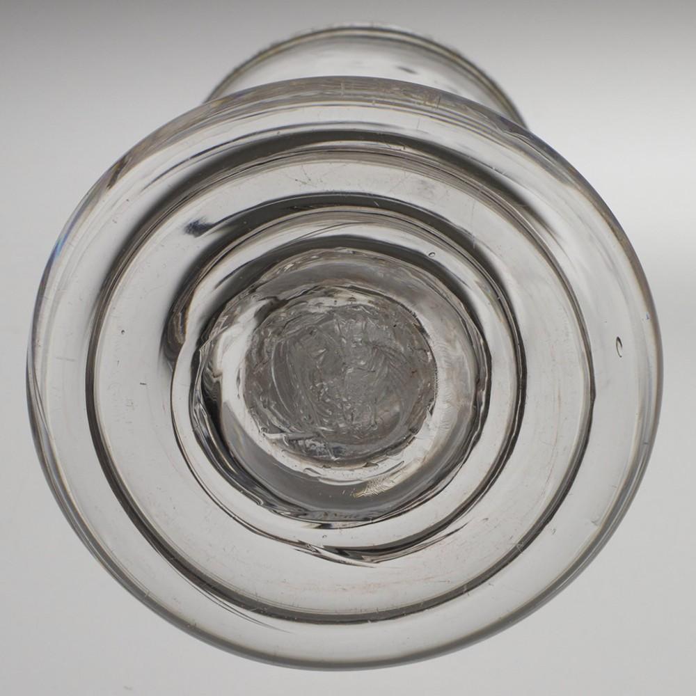 Mid-18th Century Rare Georgian Terraced Foot Opaque Twist Dram Glass c1760