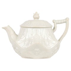 Antique Rare Georgian Wedgwood Salt Glazed Panel Shape Bacchus Mask Teapot