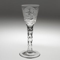 Rare Georgian Wine Glass with Britannia Engraving c1780