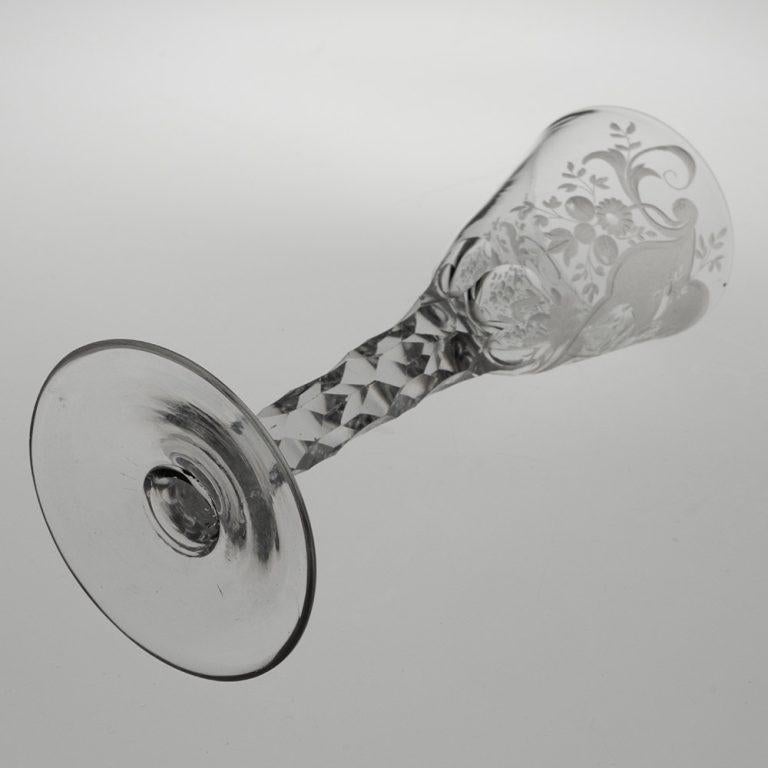 Late 18th Century Rare Georgian Wine Glass with Britannia Engraving c1780 For Sale