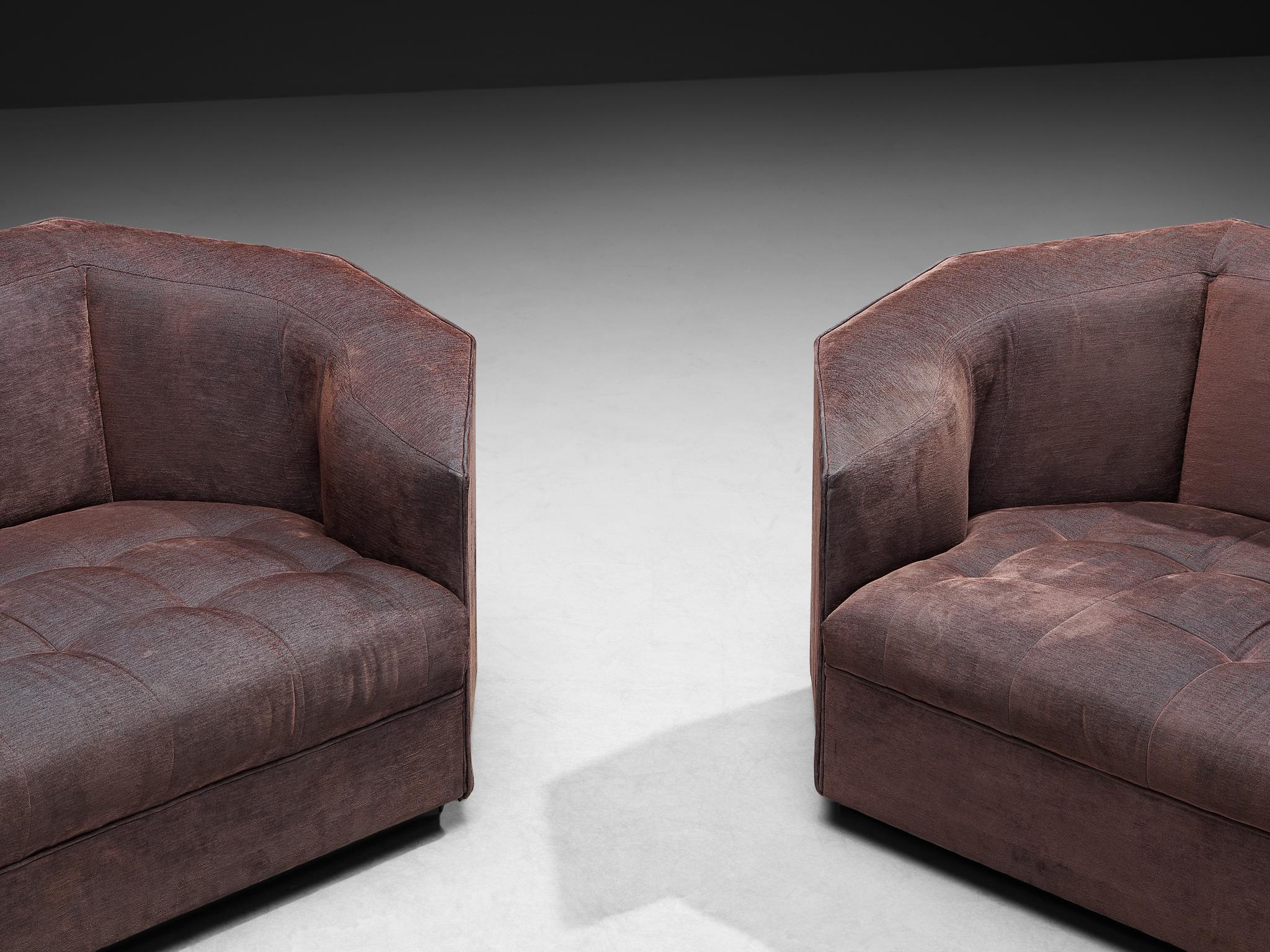 Seltene Gérard Gallet für Mobilier International Facettierte sechseckige Sofas im Angebot 1